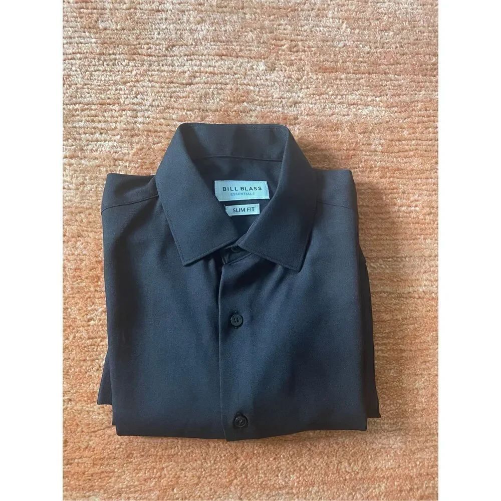 Bill Blass Men's Black Solid Slim Fit Dress Shirt M
